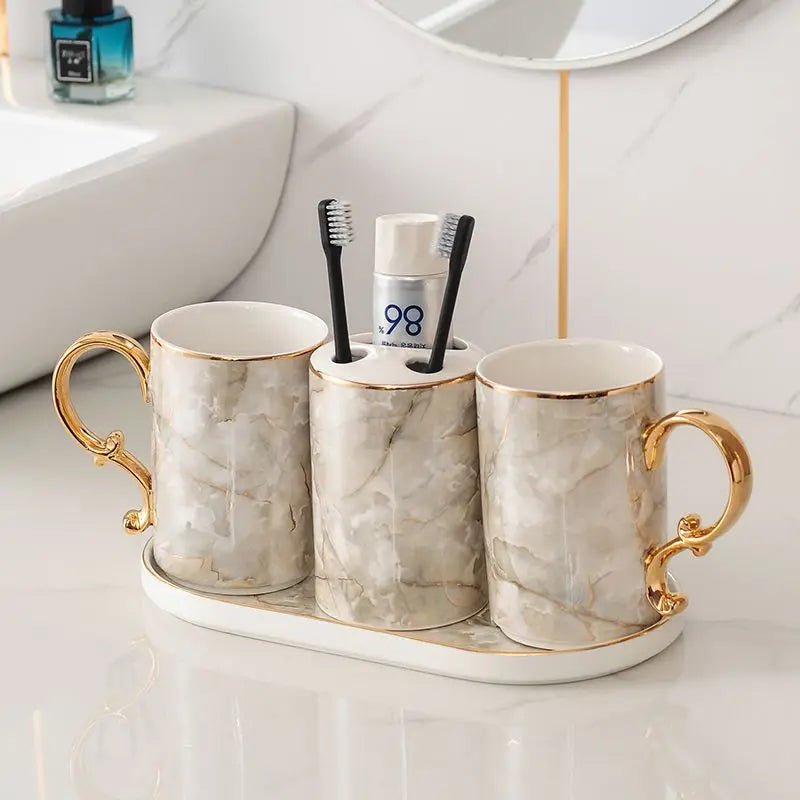 decorative and practical marbled ceramic bathroom accessories - vue 5 sur 18