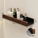 walnut wall shelf for storage and towel rack