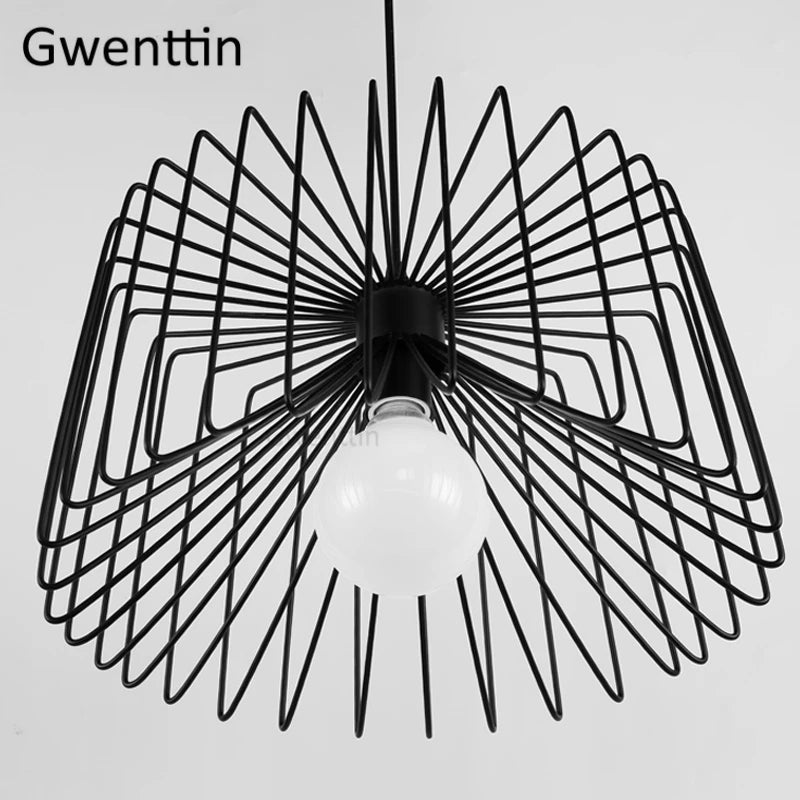 Creative iron pendant light with decorative LED lighting - vue 5 sur 7