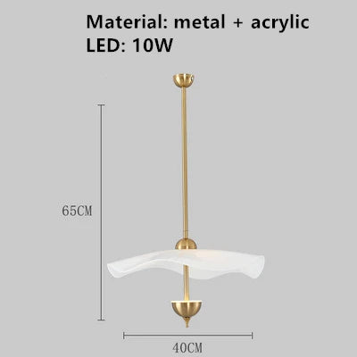 Gold metal lotus design art deco pendant light - vue 10 sur 10