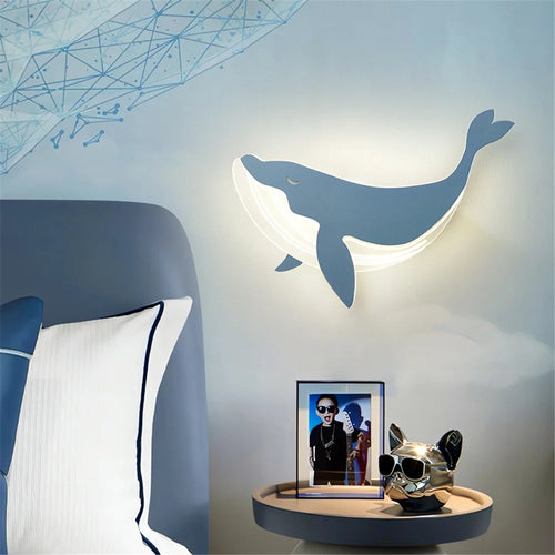 Acrylic wall lamp with dolphin and rabbit design for children - vue 4 sur 10