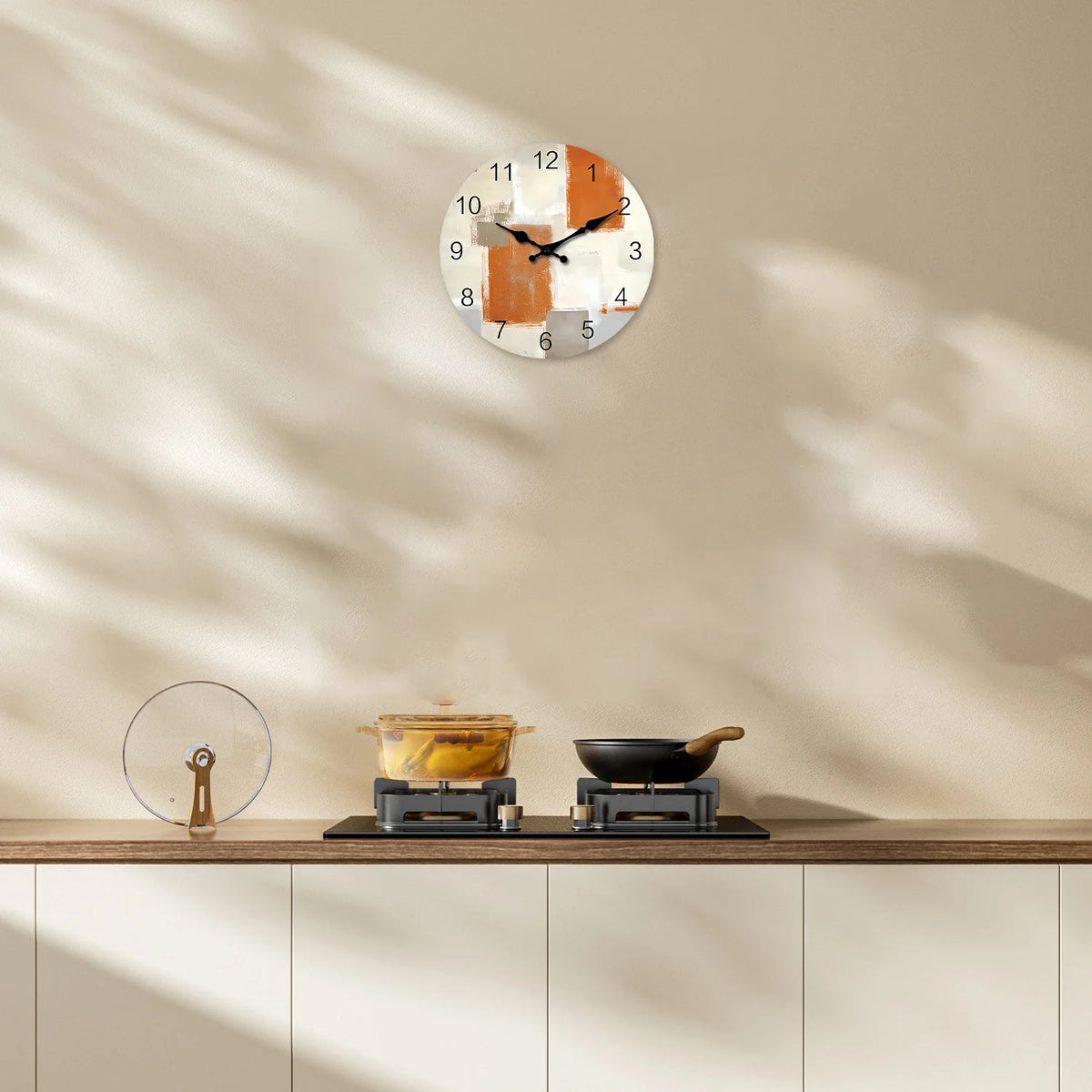modern wooden wall clock abstract pattern silent decorative