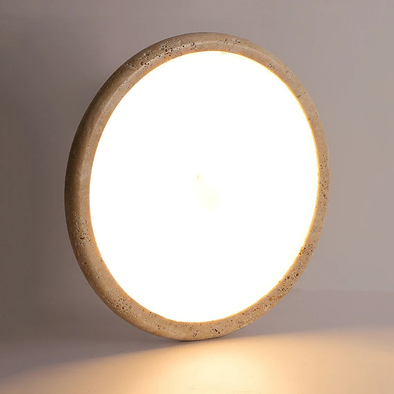 Yellow travertine LED ceiling light - vue 4 sur 6