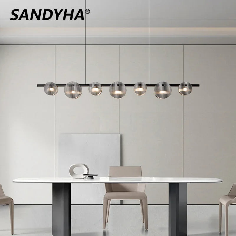 Sandyha modern minimalist glass shade LED pendant chandelier