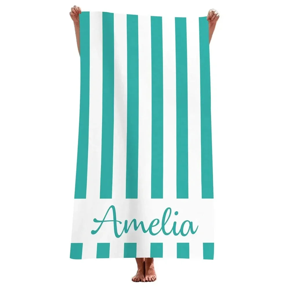 serviette de plage personnalisée rayée microfibre absorbante légère - vue 5 sur 5