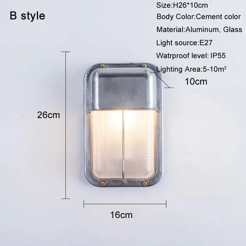 Retro waterproof LED wall light in aluminium for outdoor and indoor use - vue 15 sur 15