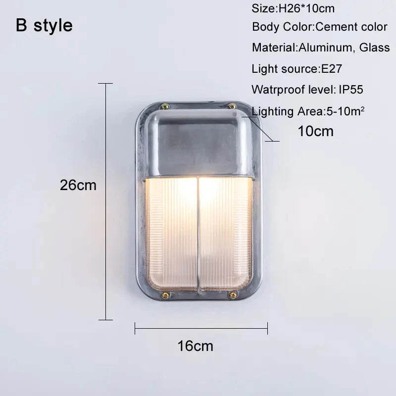 Retro waterproof LED wall light in aluminium for outdoor and indoor use - vue 14 sur 15