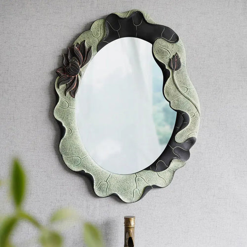 retro adhesive oval decorative mirrors for wall decoration - vue 2 sur 7