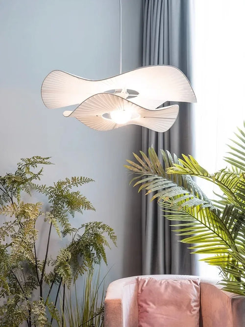 Nordic design fabric LED pendant light flower chandelier - vue 5 sur 7