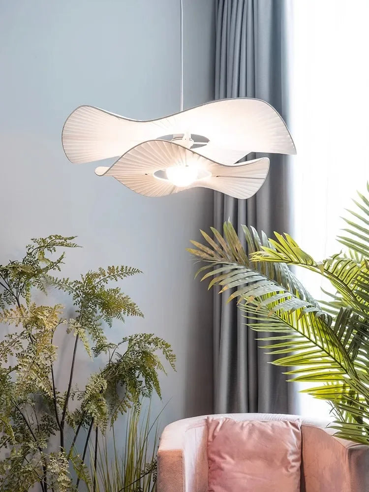 Nordic design fabric LED pendant light flower chandelier - vue 4 sur 7