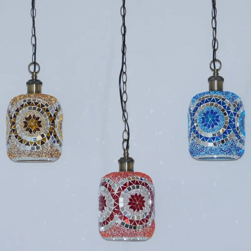 Retro vintage bohemian style Turkish mosaic LED pendant light - vue 7 sur 14