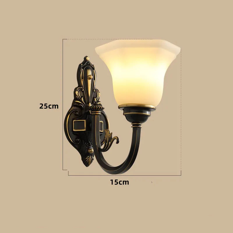 Vintage copper chandelier with frosted glass lampshade - vue 10 sur 20
