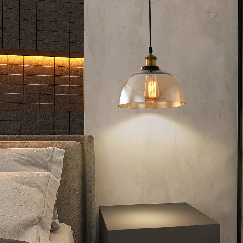 Vintage industrial smoked glass pendant light for loft or restaurant - vue 4 sur 30