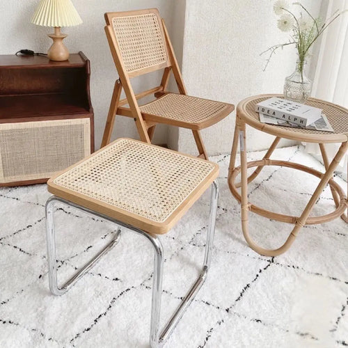 low stool in old Japanese-style rattan for living room or entrance