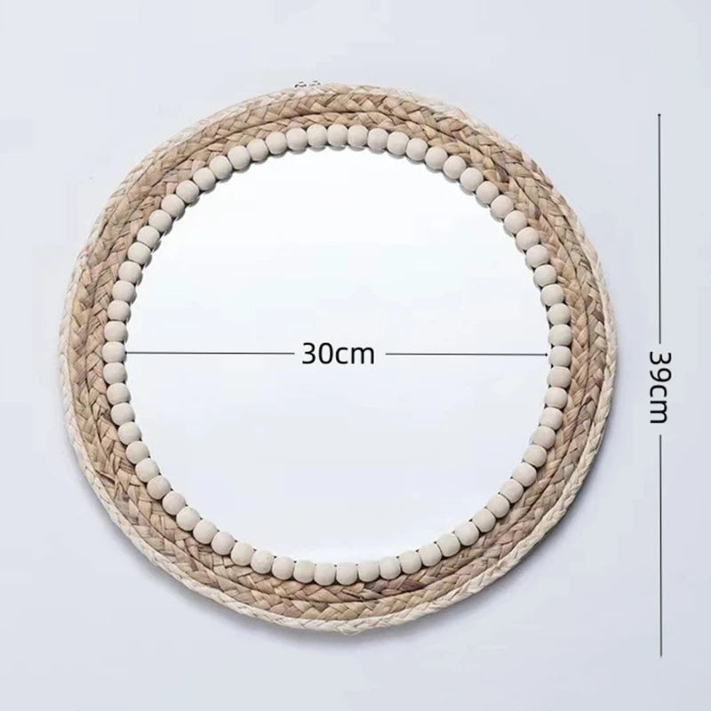 Round rattan wall mirror bohemian elegant wall decor - vue 6 sur 6