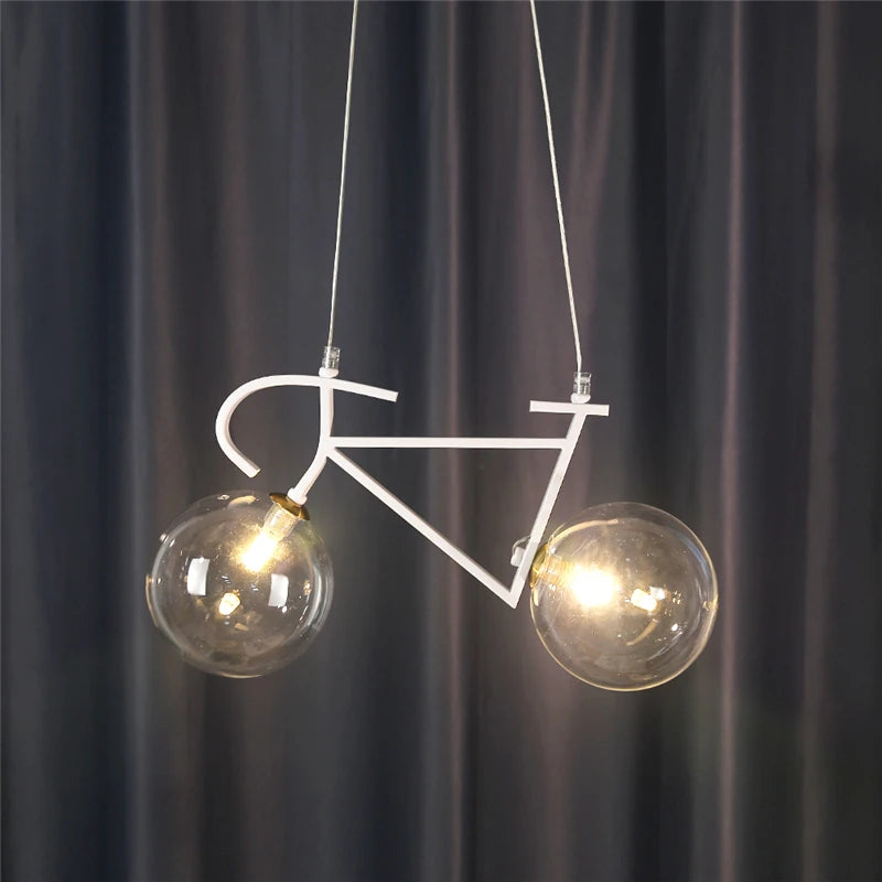Modern creative LED iron bicycle pendant light