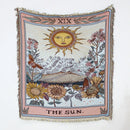 Bohemian knitted throw with landscape pattern for sofa or living room