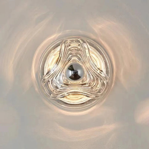 Elegant glass wall light for interiors with chrome metal - vue 3 sur 10