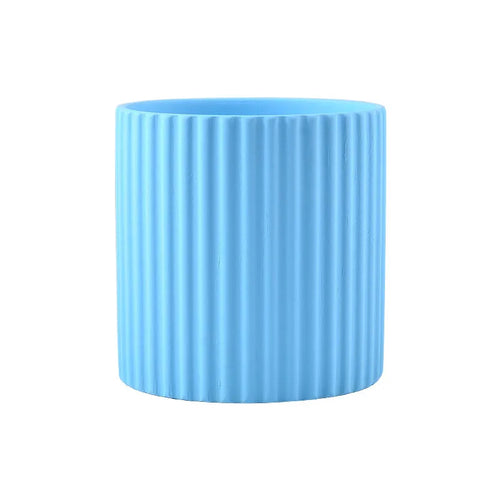 ceramic flower pot vertical lines for indoor plants - vue 23 sur 23