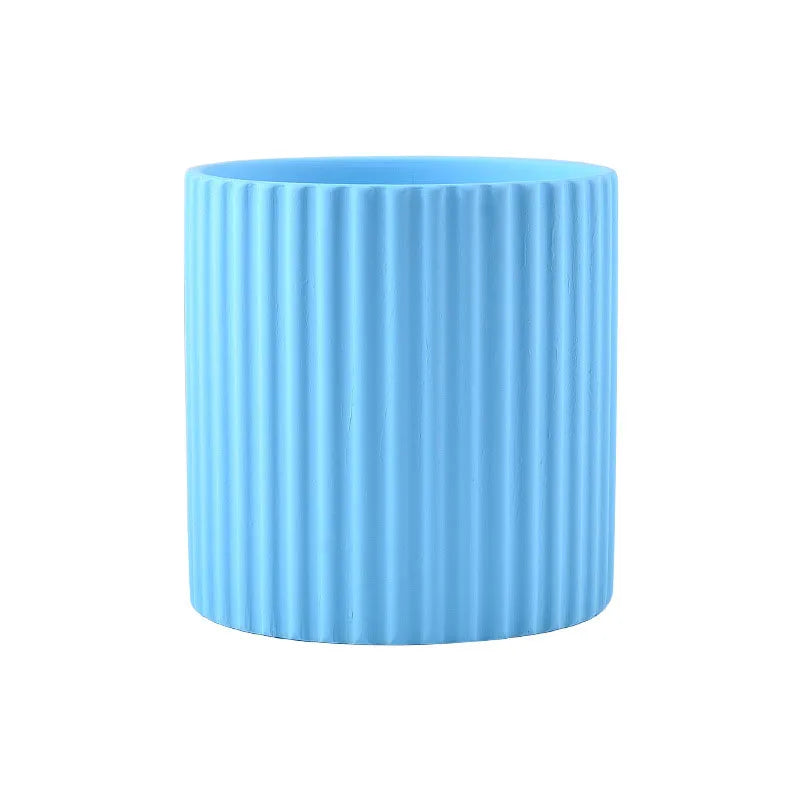 ceramic flower pot vertical lines for indoor plants - vue 22 sur 23
