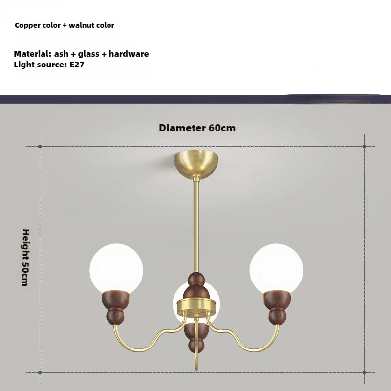 Retro glass and wood pendant light for elegant interiors - vue 11 sur 14