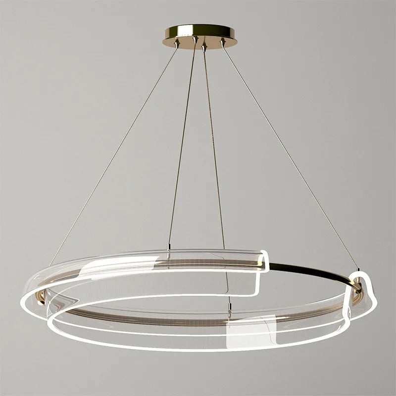 Luxury designer LED chandelier with simple dimmable ring