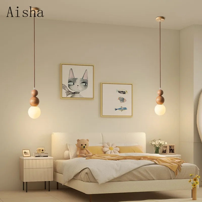 Japanese solid wood pendant light wabi sabi style for interiors - vue 4 sur 8