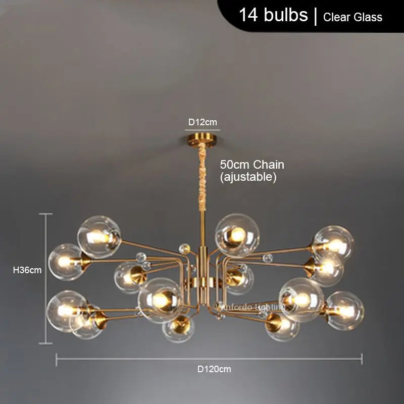Modern LED chandelier with 10 globes decorative light - vue 12 sur 18
