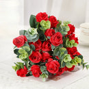 Set of 10 artificial roses bouquet with eucalyptus and peonies decorative