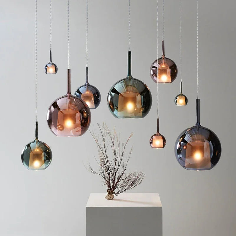 Modern glass LED pendant light for indoor restaurant