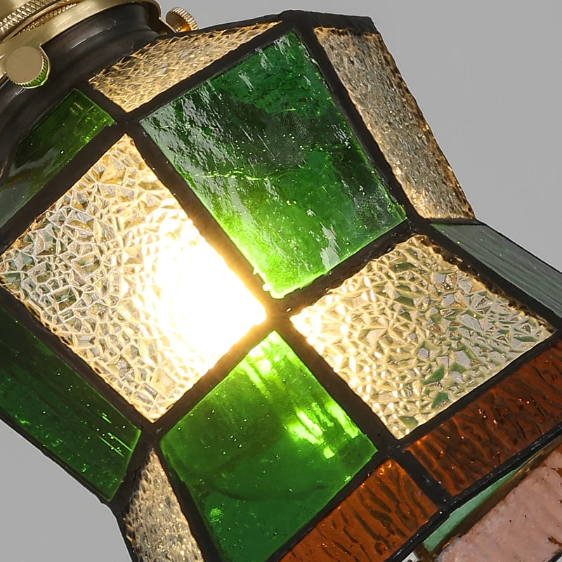 Luxury antique glass and brass pendant chandelier - vue 3 sur 15
