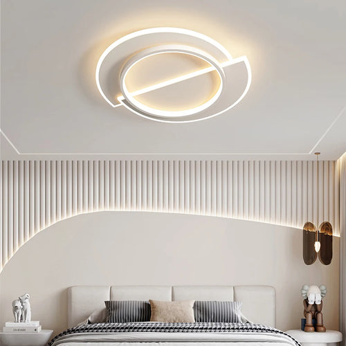 Minimalist geometric LED ceiling light rectangular and round - vue 6 sur 14