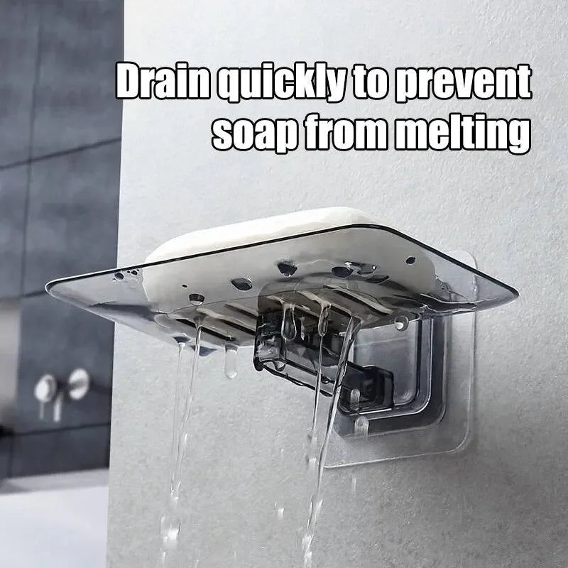 transparent wall-mounted soap dish for shower and storage