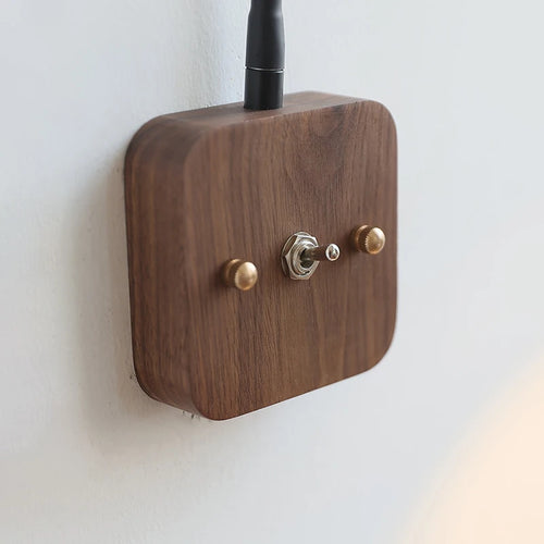 Rotating walnut wood wall lamp for indoor decoration - vue 4 sur 6