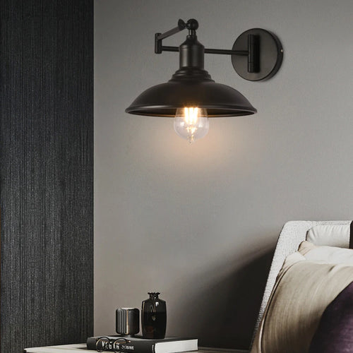 American retro foldable arm wall lamp antique reading light - vue 4 sur 12