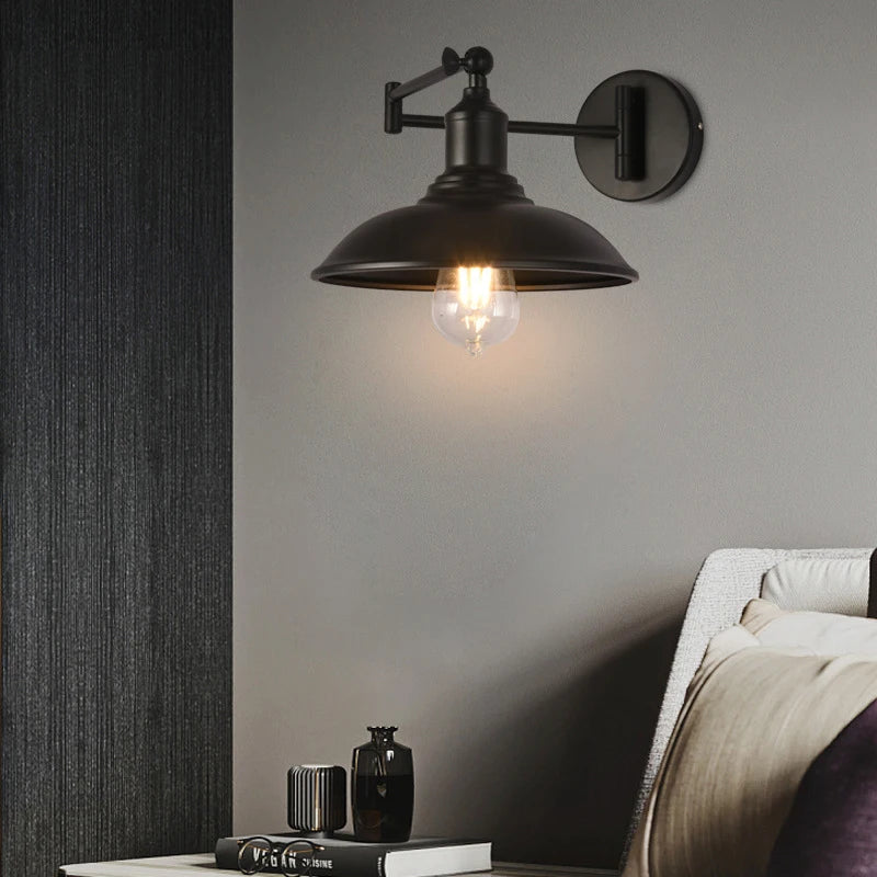 American retro foldable arm wall lamp antique reading light - vue 4 sur 12