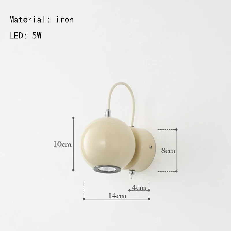 Magnetic movable wall light with switch