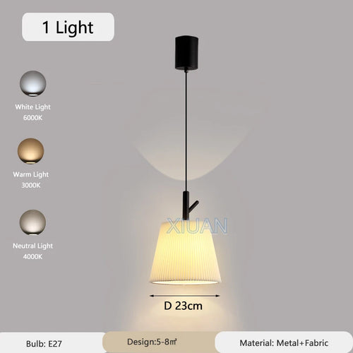 Pleated fabric chandelier for modern interior decor - vue 9 sur 8