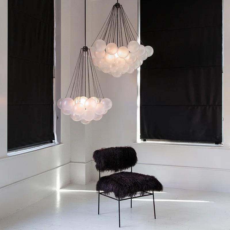 Modern white glass ball pendant light for dining room, living room, bedroom, cafes, hall, home decor, indoor chandelier