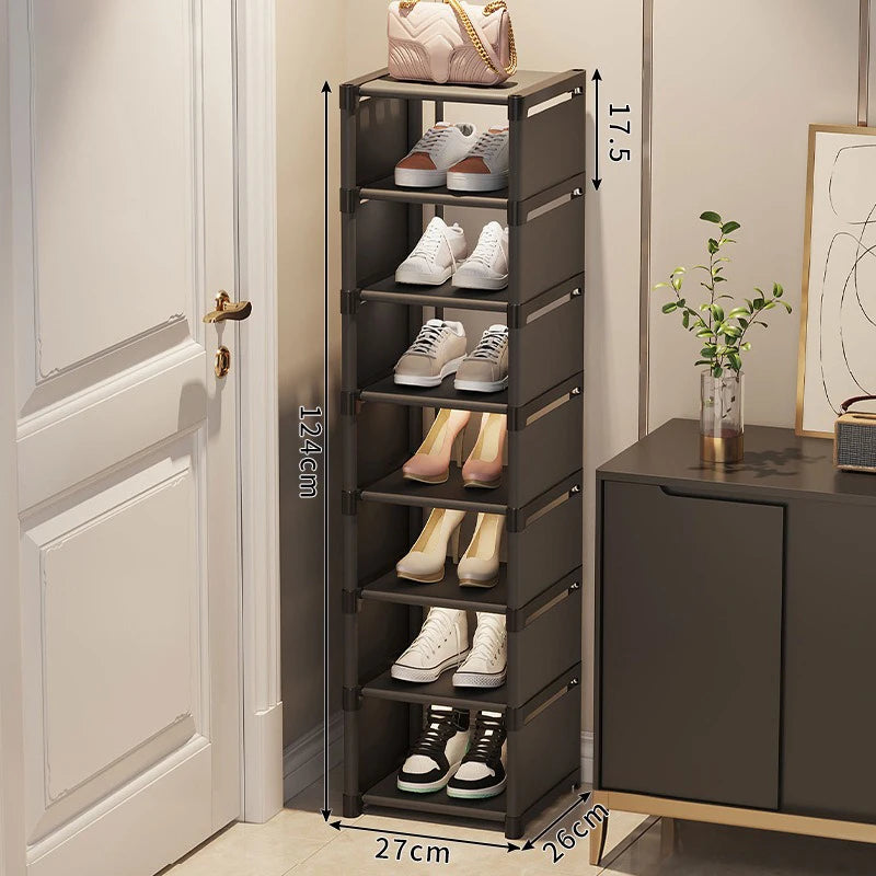 stackable and adjustable space-saving shoe organizer - vue 9 sur 15