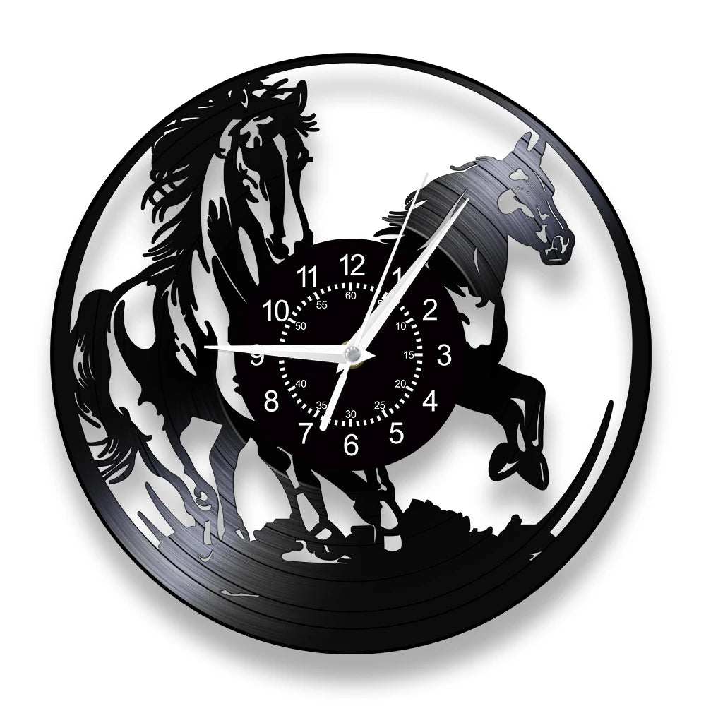 horse vinyl wall clock equestrian decoration handmade unique gift - vue 14 sur 22