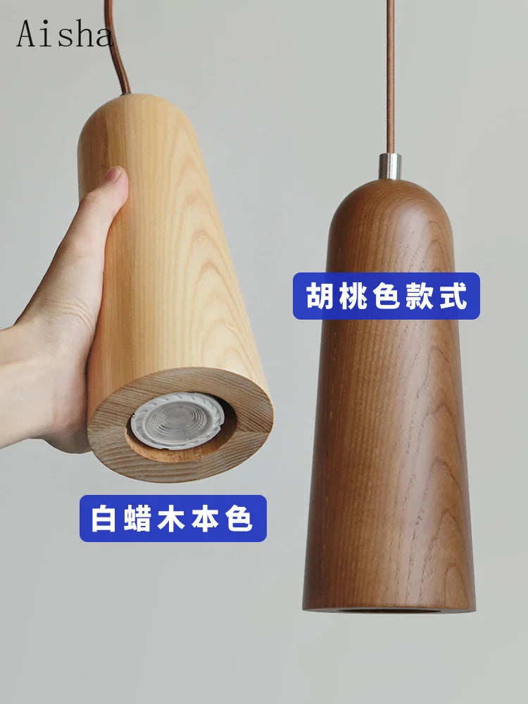 Solid wood Nordic pendant light for interior decoration - vue 4 sur 14