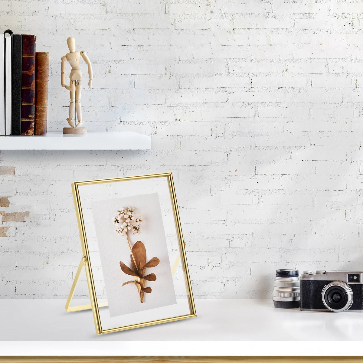 Set of 2 metal and glass photo frames for decoration - vue 10 sur 22