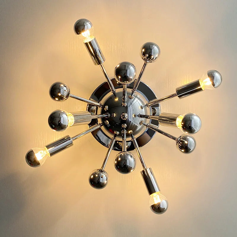 Medieval space style chrome metal wall light for restaurants