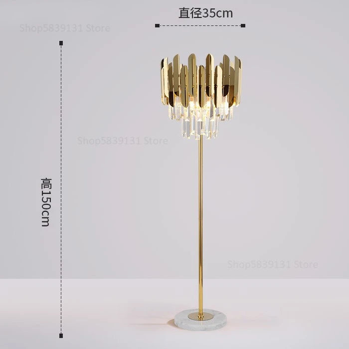 Post-modern nordic luxury gold crystal LED floor lamp - vue 12 sur 17