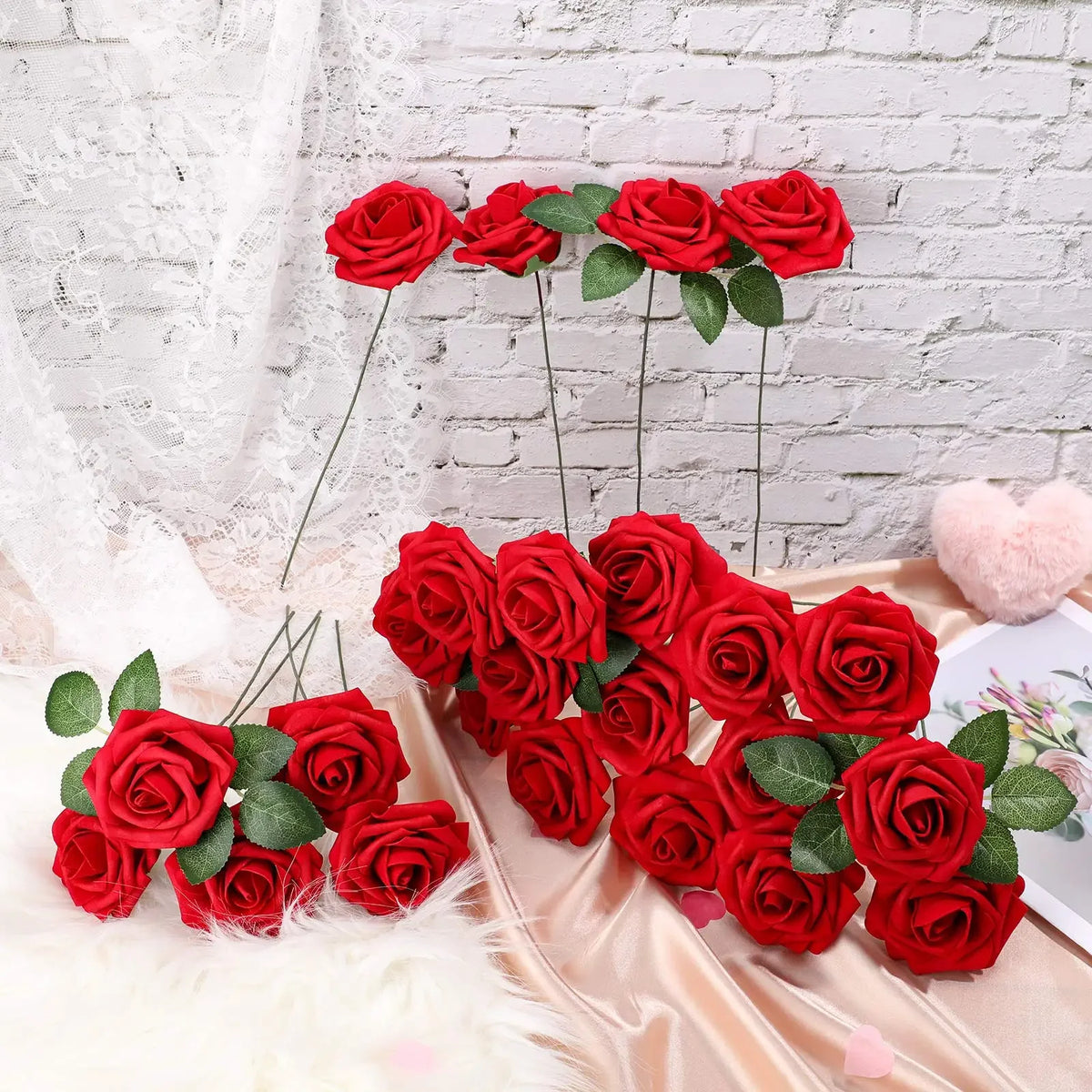 Set of 25 artificial roses for wedding and party decorations - vue 2 sur 11
