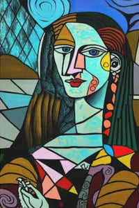 Abstract cubist character head minimalist wall art