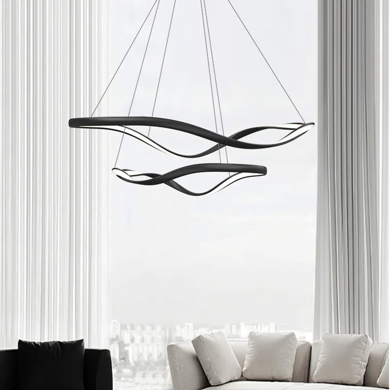 Modern simple irregular ring chandelier with adjustable cord decorative