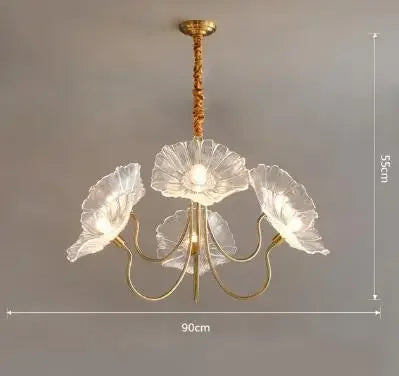 Modern glass lotus flower LED chandelier - vue 10 sur 14