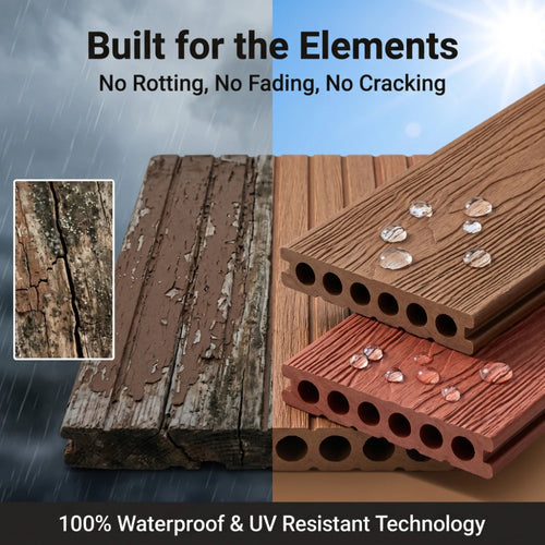 Outdoor wpc decking boards 100x14x2.5 non-slip - vue 3 sur 7